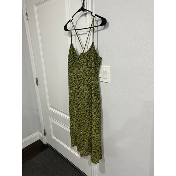 Express Floral Midi Dress Green Yellow Size 11/12 Sleeveless Sundress Boho Chic - Picture 3 of 9